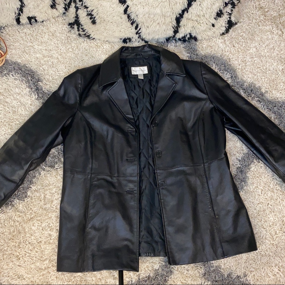 Thick genuine leather 3 button jacket warm